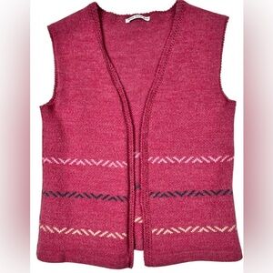 Wool handknit sweater vest, S-M, pink Fair Isle, vintage Cottagecore Cozy